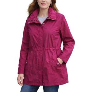 Lands’ End Women's 10-12 Raspberry Pink Anorak Jacket Plaid Lined